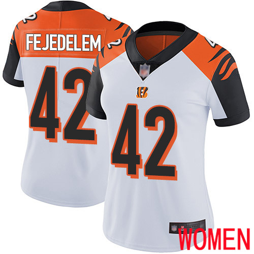 Cincinnati Bengals Limited White Women Clayton Fejedelem Road Jersey NFL Footballl #42 Vapor Untouchable->women nfl jersey->Women Jersey